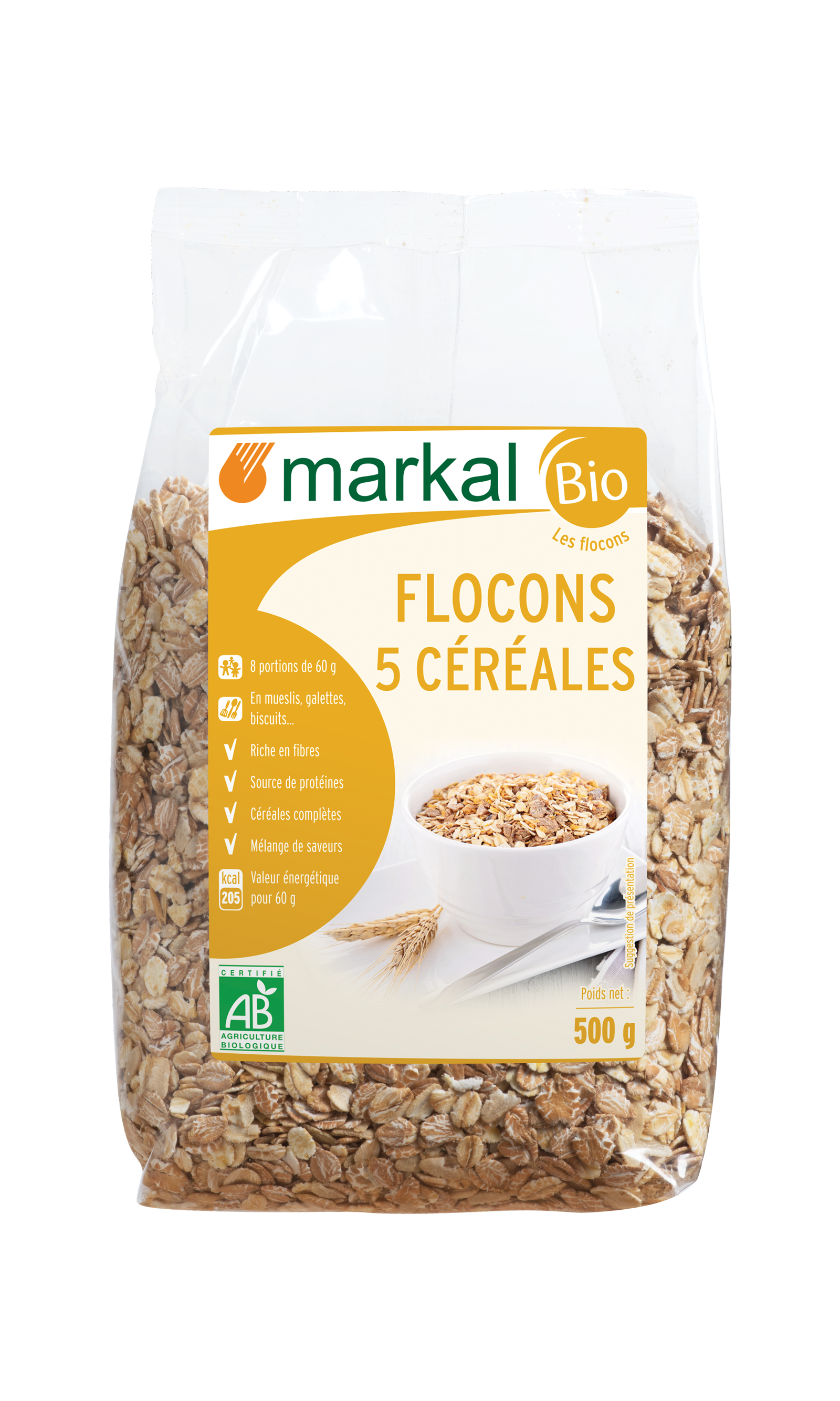 Markal Flocons 5 Céréales Bio 500g - Naturalia Courses en ligne et offres