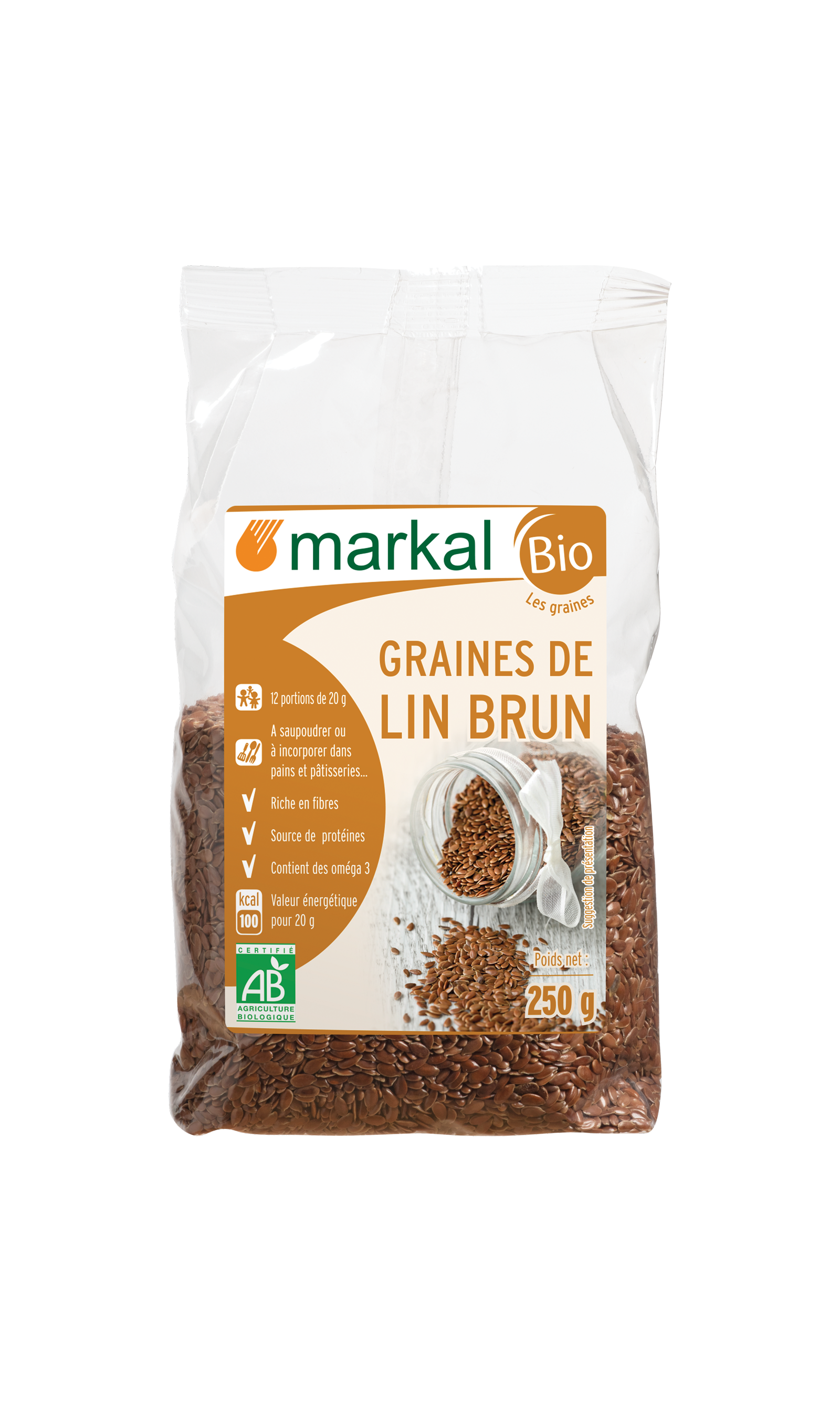 Brown flax seeds Markal 250g