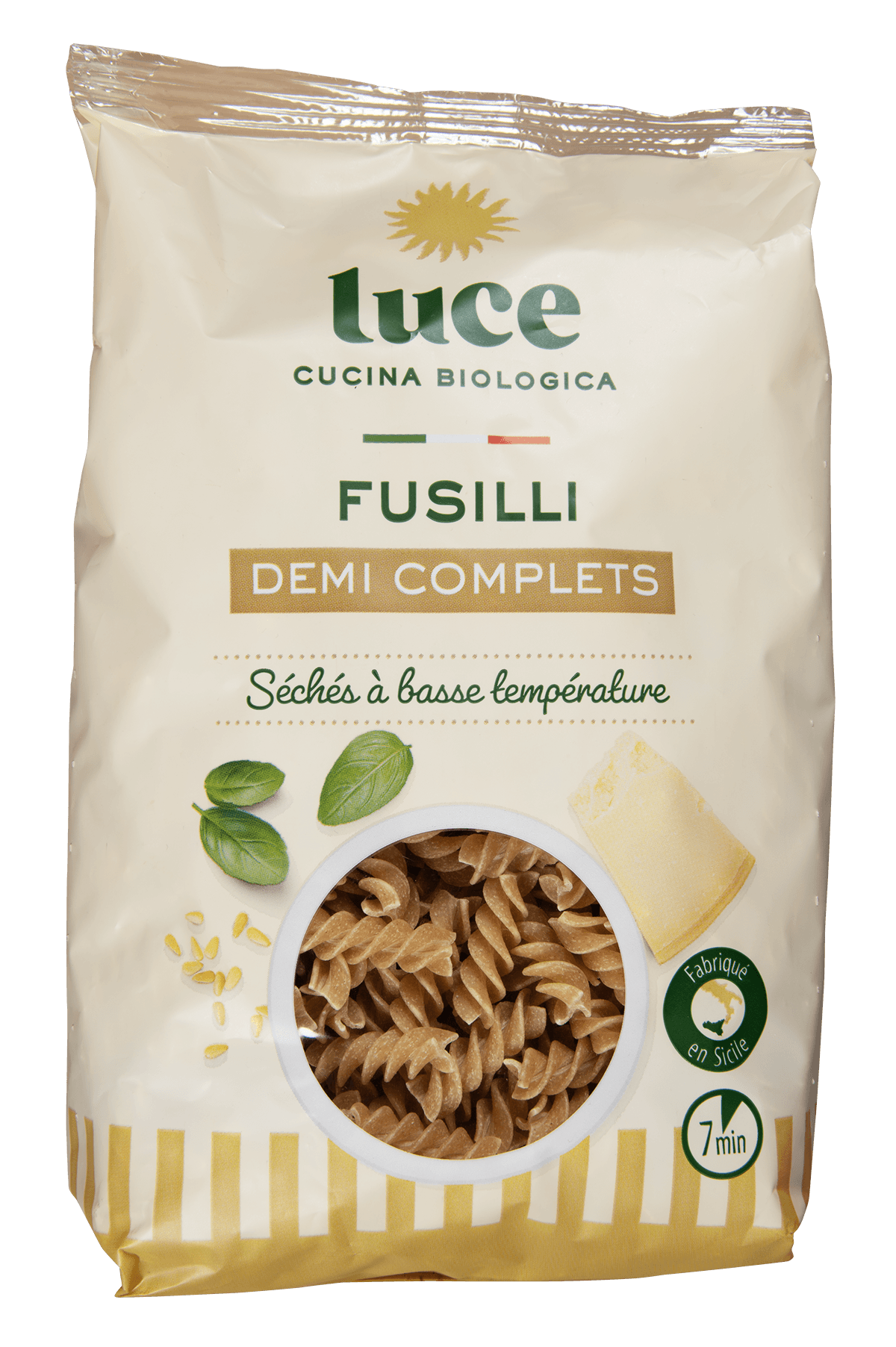 Fusilli demi-complets séchés à basse température