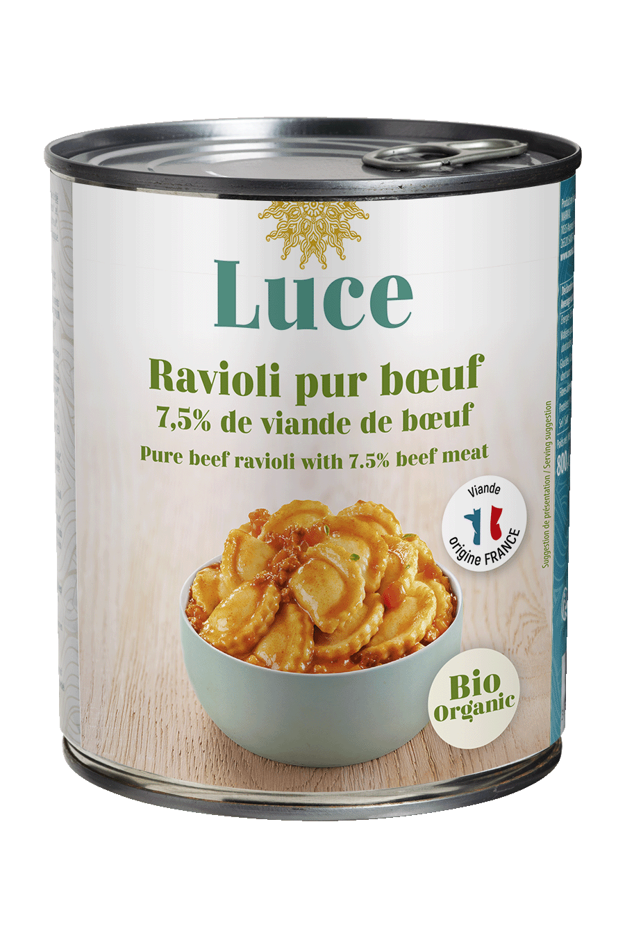 Pure beef ravioli Luce 800g