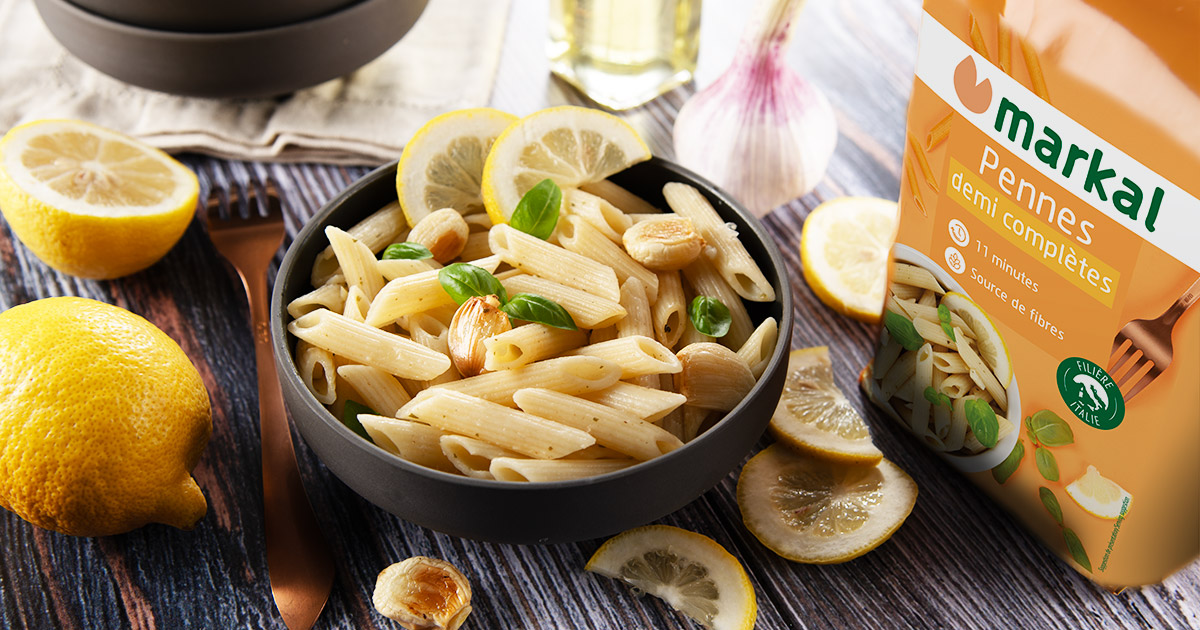 Penne au citron et à l'ail