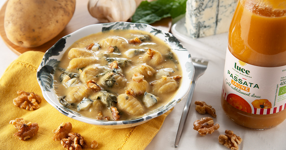 Gnocchi maison à la passata jaune et gorgonzola